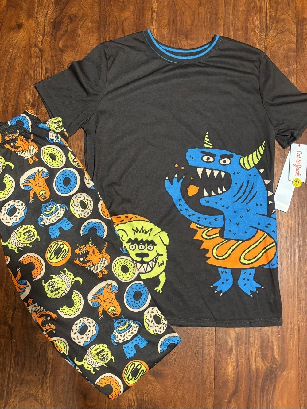Cat & Jack Boys' 2pc 'Monster' Short Sleeve Pajama Set - Black